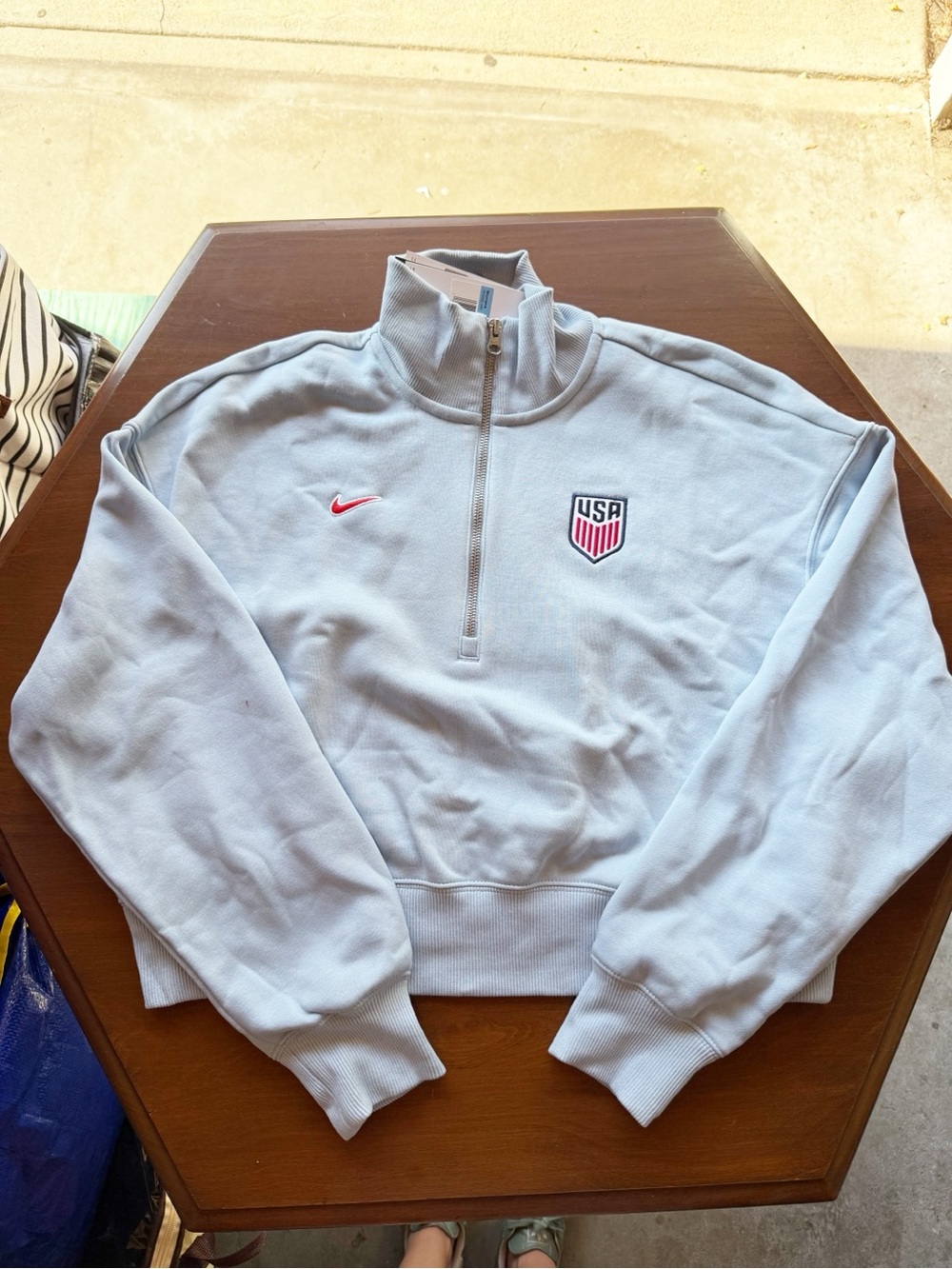 NWT NIKE USA Soccer Women’s Fleece Half Zip Light Gray Size M
